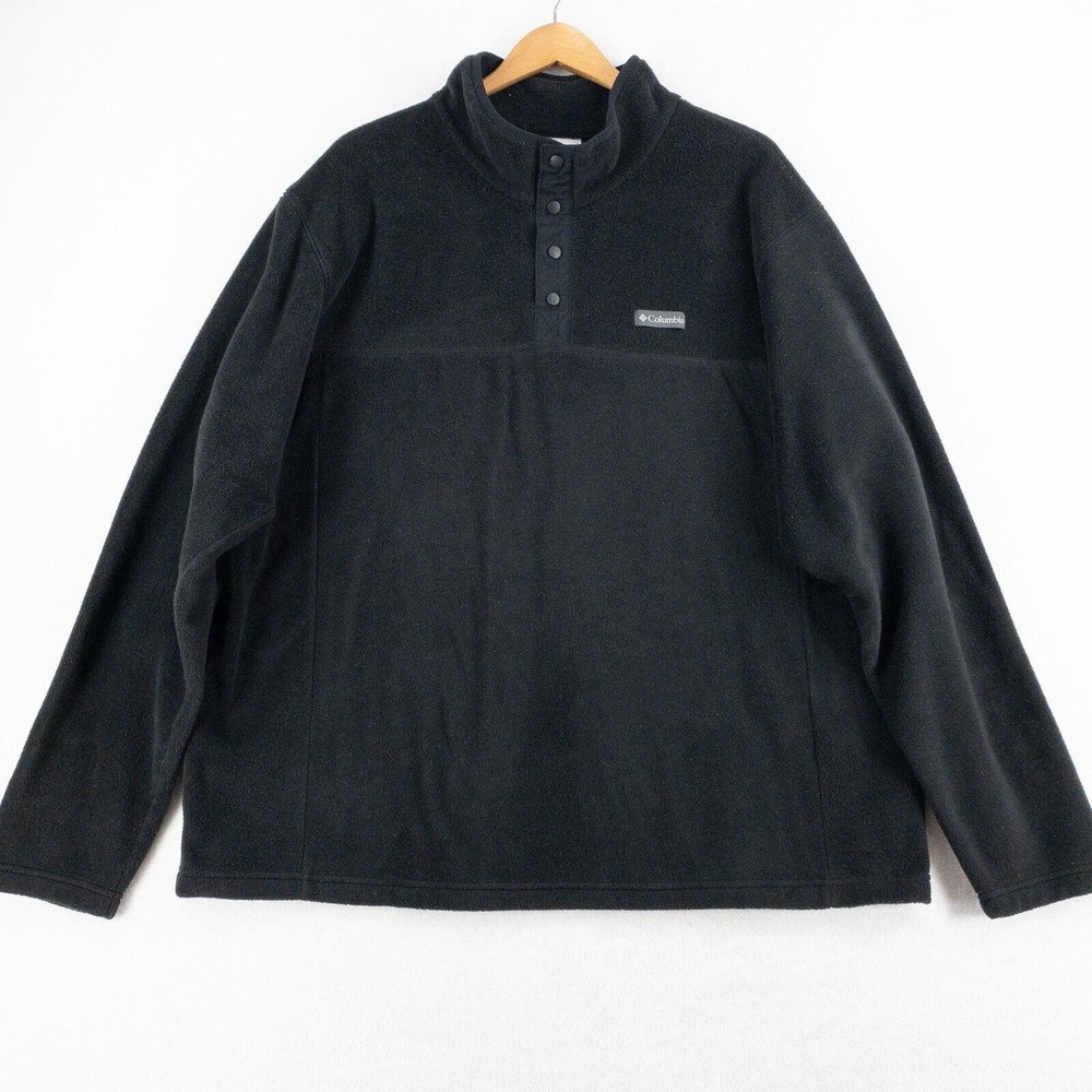 Columbia Fleece Sweatshirt Mens XXL Black 1/4 Snap Pullover Warm Layering